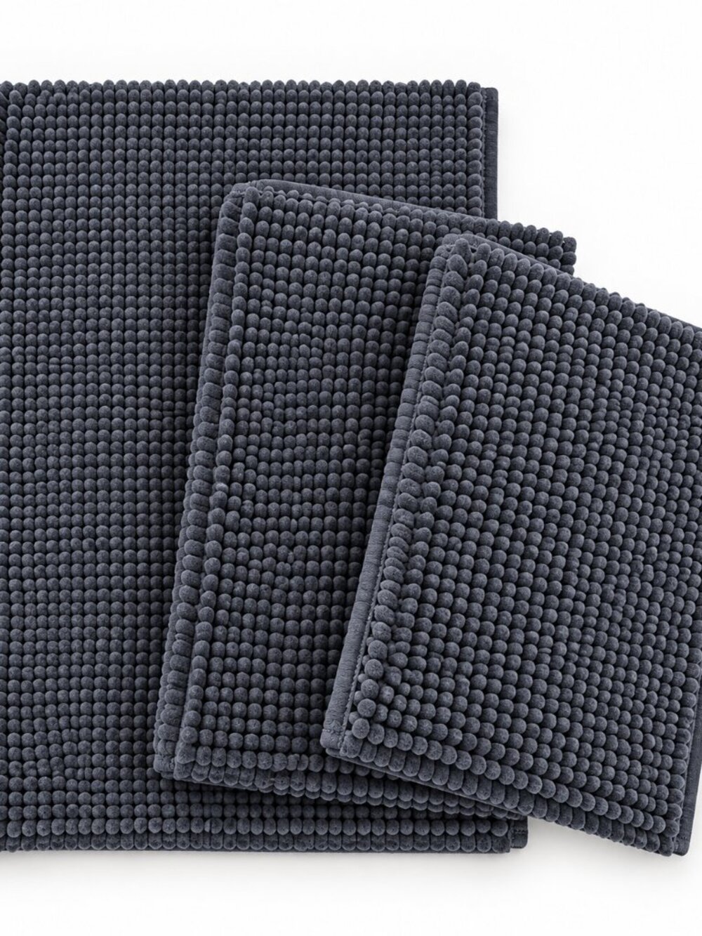 Room Essentials Black Microfiber Bath Mats Set of 3 Bathroom Rugs Plush